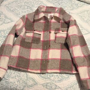 Cat & Jack Pink and Brown Plaid Jean Jacket